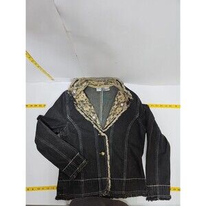 Step IN Style Women’s Denim Beaded Jean Jacket Embellished Size L